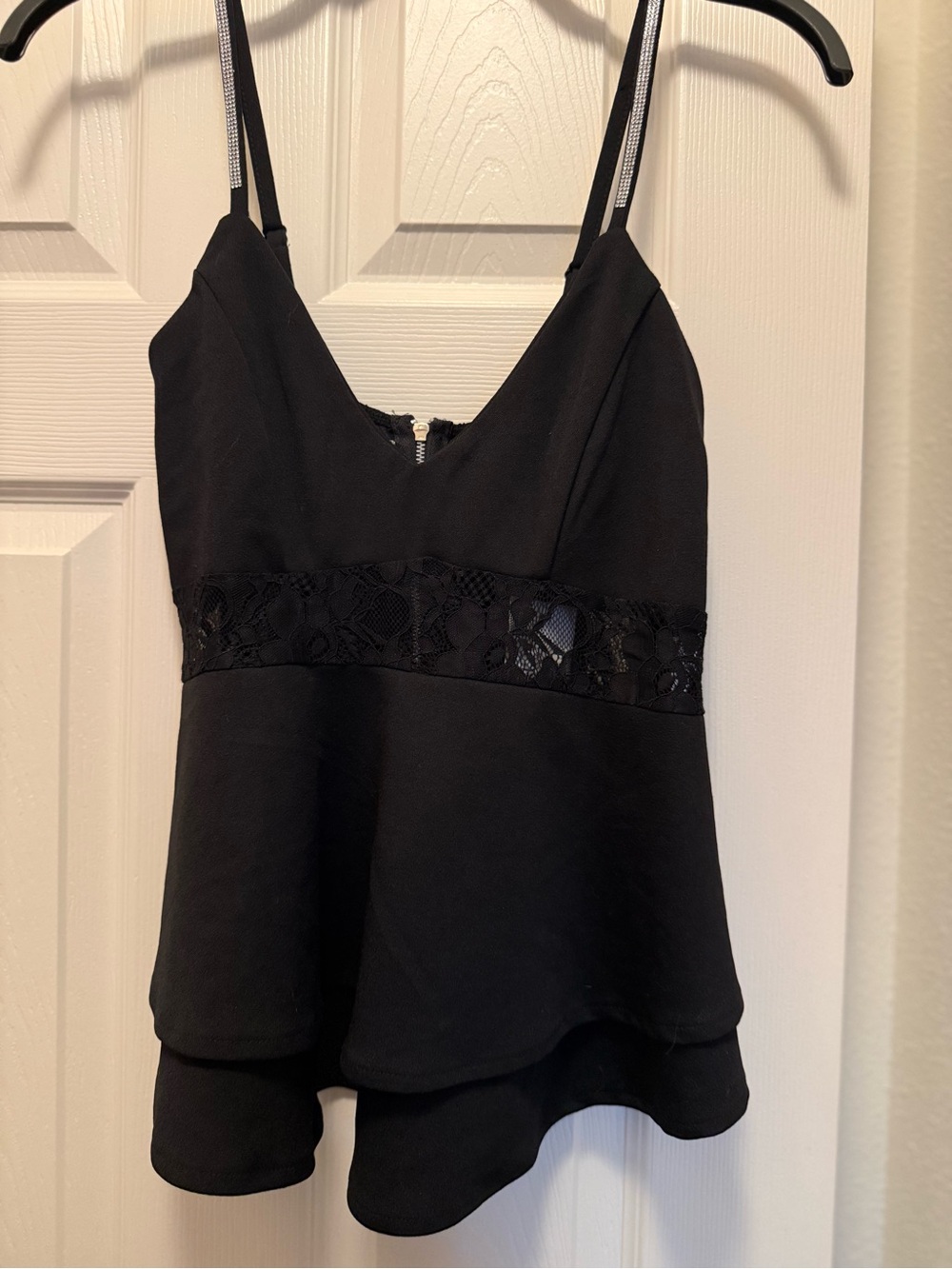 Rue21 Black Lace-Trim Peplum Camisole